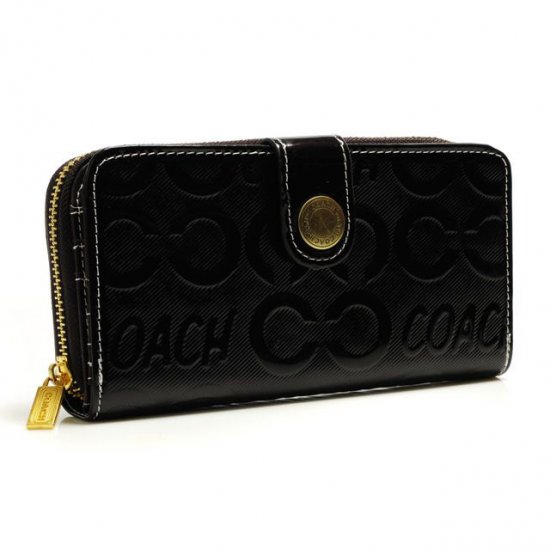 Coach Logo Large Black Wallets BCO | Women - Click Image to Close